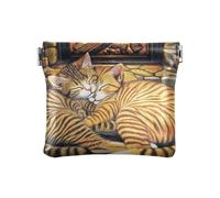 Bonito monedero de piel sintética con diseño de perros chihuahua, con cierre para tarjetas, para niñas y mujeres, Hearthside Feline Siesta Cozy Cats by the Fire, 1 size, Moderno