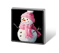 Bonito muñeco de nieve con bufanda rosa, unisex, broches y alfileres, cuadrados, ligeros, con solapa, joyería para ropa, chal, sombrero