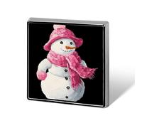 Bonito muñeco de nieve con bufanda rosa y sombrero, unisex, broches y alfileres, cuadrados, ligeros, para solapa, joyería para ropa, chal, sombrero