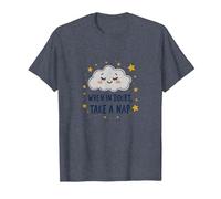 Bonito Mural de When in Doubt Take a Sleepy Cloud Camiseta, Hombre, Azul Jaspeado, M