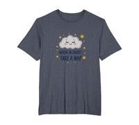Bonito Mural de When in Doubt Take a Sleepy Cloud Camiseta, Hombre Tallas Grandes, Azul Jaspeado, 3X Alto