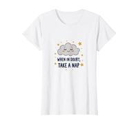 Bonito Mural de When in Doubt Take a Sleepy Cloud Camiseta, Mujer, Blanco, S