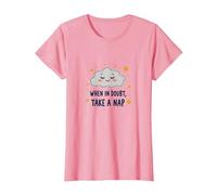 Bonito Mural de When in Doubt Take a Sleepy Cloud Camiseta, Mujer, Rosado, L