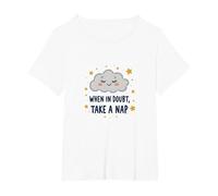 Bonito Mural de When in Doubt Take a Sleepy Cloud Camiseta, Mujer Tallas Grandes, Blanco, 5XL Grande