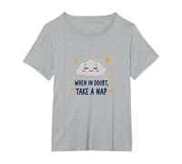 Bonito Mural de When in Doubt Take a Sleepy Cloud Camiseta, Mujer Tallas Grandes, Gris Jaspeado, 1XL Grande