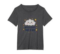 Bonito Mural de When in Doubt Take a Sleepy Cloud Camiseta, Mujer Tallas Grandes, Jaspeado Oscuro, 1XL Grande