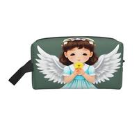 Bonito neceser con estampado de ángel pequeño para hombre, bolsa de aseo de viaje, bolsa de cosméticos de gran capacidad para mujeres, color blanco, talla única, blanco, One Size
