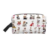 Bonito neceser de viaje con estampado de carlino de chihuahua para mujeres, bolsa de aseo para hombres, bolsa de aseo de viaje, White, Talla única