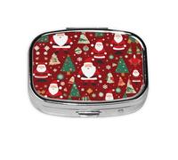 Bonito organizador de pastillas de viaje de Papá Noel, pastillero de 2 compartimentos, mini pastillero portátil, caja de almacenamiento de medicamentos y vitaminas