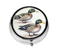 Bonito organizador de pastillas, pastillero AM PM, pequeño y grande, diseño personalizado único, chapado en hierro, perfecto para bolso y par de patos salvajes sobre la marcha