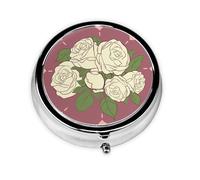 Bonito organizador de pastillas, pastillero AM PM, pequeño y grande, diseño personalizado único, chapado en hierro, perfecto para bolso y corazones de rosas blancas sobre la marcha