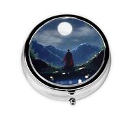 Bonito organizador de pastillas, pastillero AM PM, pequeño y grande, diseño personalizado único, chapado en hierro, perfecto para bolso y cielo estrellado bajo la luz de la luna