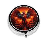 Bonito organizador de pastillas, pastillero AM PM, pequeño y grande, diseño personalizado único, chapado en hierro, perfecto para bolso y Phoenix Rising sobre la marcha