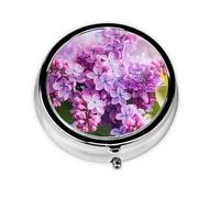 Bonito organizador de pastillas, pastillero AM PM, pequeño y grande, diseño personalizado único, chapado en hierro, perfecto para bolso y felicidad de flor de lila sobre la marcha