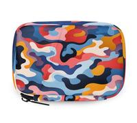 Bonito organizador de píldoras con patrón de camuflaje colorido con cremallera, bolsa de almacenamiento diario de vitaminas, portátil, 8 ranuras, pastillero semanal, soporte para suplementos para el