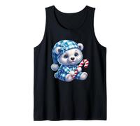 Bonito Oso con Dije navideño de bastón de Caramelo Camiseta sin Mangas