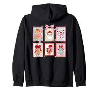 Bonito Oso de bastón de Caramelo de árbol de Papá Noel, diseño de Patchwork de Sudadera con Capucha