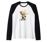 Bonito oso de peluche con diente de león para un toque caprichoso Camiseta Manga Raglan