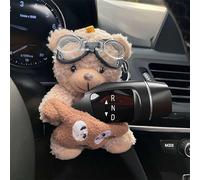Bonito oso de peluche para coche, adorno para salpicadero para palanca de cambios, limpiaparabrisas y espejo retrovisor, para personalizar tu vehículo, regalo divertido para los amantes de los coches