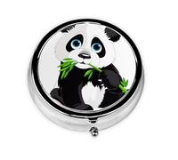 Bonito panda. Este pequeño pastillero redondo es un organizador portátil de medicamentos de viaje con tres compartimentos para almacenar medicamentos diarios.