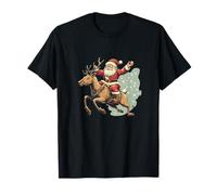 Bonito Papá Noel en un Reno para una Navidad mágica Camiseta