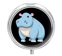 Bonito pastillero de hipopótamo con 3 compartimentos, pequeño, portátil, organizador de pastillas para bolso de bolsillo