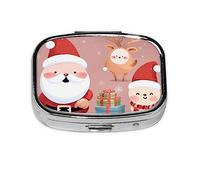 Bonito pastillero de metal para Navidad, organizador de píldoras portátil para bolsillo o bolso, organizador decorativo de medicamentos, contenedor de vitaminas