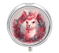 Bonito pastillero redondo de alpaca portátil, organizador de vitaminas para bolsillo