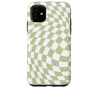 Bonito patrón a cuadros ondulado, retro, verde oliva, pastel Carcasa para iPhone 11