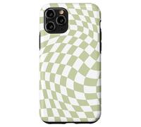 Bonito patrón a cuadros ondulado, retro, verde oliva, pastel Carcasa para iPhone 11 Pro