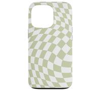 Bonito patrón a cuadros ondulado, retro, verde oliva, pastel Carcasa para iPhone 13 Pro