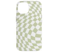 Bonito patrón a cuadros ondulado, retro, verde oliva, pastel Carcasa para iPhone 14
