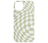 Bonito patrón a cuadros ondulado, retro, verde oliva, pastel Carcasa para iPhone 14 Plus