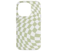 Bonito patrón a cuadros ondulado, retro, verde oliva, pastel Carcasa para iPhone 14 Pro