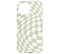Bonito patrón a cuadros ondulado, retro, verde oliva, pastel Carcasa para iPhone 15