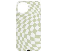 Bonito patrón a cuadros ondulado, retro, verde oliva, pastel Carcasa para iPhone 15 Plus