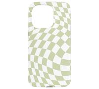 Bonito patrón a cuadros ondulado, retro, verde oliva, pastel Carcasa para iPhone 15 Pro