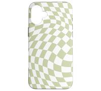 Bonito patrón a cuadros ondulado, retro, verde oliva, pastel Carcasa para iPhone 16 Plus