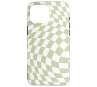 Bonito patrón a cuadros ondulado, retro, verde oliva, pastel Carcasa para iPhone 16 Pro Max