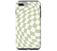 Bonito patrón a cuadros ondulado, retro, verde oliva, pastel Carcasa para iPhone 7 Plus/8 Plus