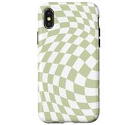 Bonito patrón a cuadros ondulado, retro, verde oliva, pastel Carcasa para iPhone X/XS
