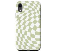 Bonito patrón a cuadros ondulado, retro, verde oliva, pastel Carcasa para iPhone XR