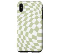 Bonito patrón a cuadros ondulado, retro, verde oliva, pastel Carcasa para iPhone XS Max