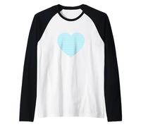 Bonito patrón de corazón azul claro minimalista Camiseta Manga Raglan