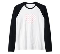 Bonito patrón de corazones rosa claro Gráfico minimalista simple Camiseta Manga Raglan