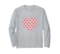 Bonito patrón de frutas de cerezo rosa Amor gráfico minimalista Manga Larga