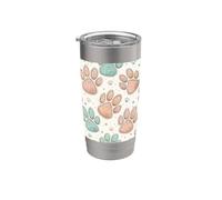 Bonito patrón de huellas de gato para amantes y propietarios de mascotas Vaso térmico de acero inoxidable de doble pared
