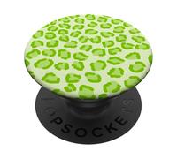 Bonito patrón de leopardo de guepardo verde y blanco para niñas y mujeres PopSockets PopGrip Adhesivo