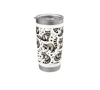 Bonito patrón de mapaches hermoso mapache Vaso térmico de acero inoxidable de doble pared