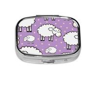 Bonito patrón de ovejas de dibujos animados, pastillero de 2 compartimentos, organizador portátil